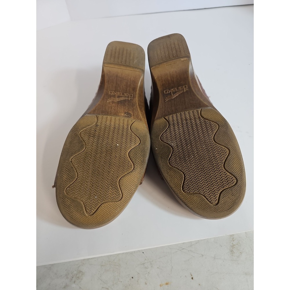 Dansko Womens Size 40/9.5 Slip On Clog Sandals Sunny Brown Leather Wedge Slides - Picture 11 of 12